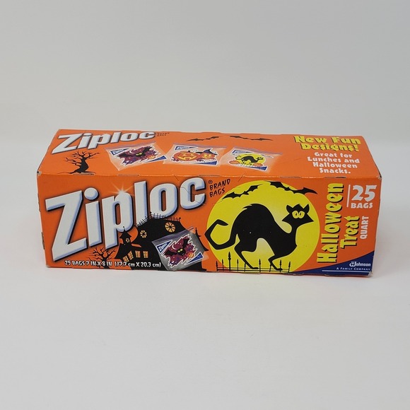 Ziploc Other - NOS 2009 Ziploc Halloween Print Quart Bags - 25 count - Bats Cats Jack-O-Lantern